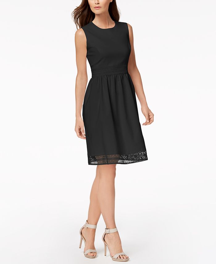 Calvin Klein Lace-Trim Fit & Flare Dress - Macy's