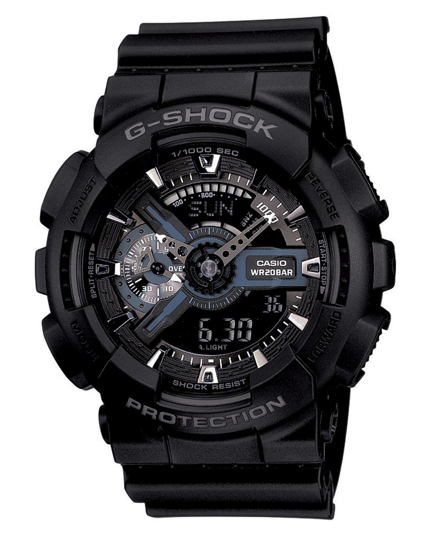 Мужские часы G-Shock Analog Digital Black Resin Strap Watch, 55mm GA110-1B — фото 1