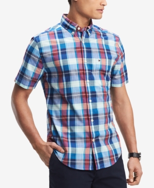 TOMMY HILFIGER MEN'S HECTOR MADRAS PLAID CLASSIC FIT SHIRT, CREATED FOR MACY'S