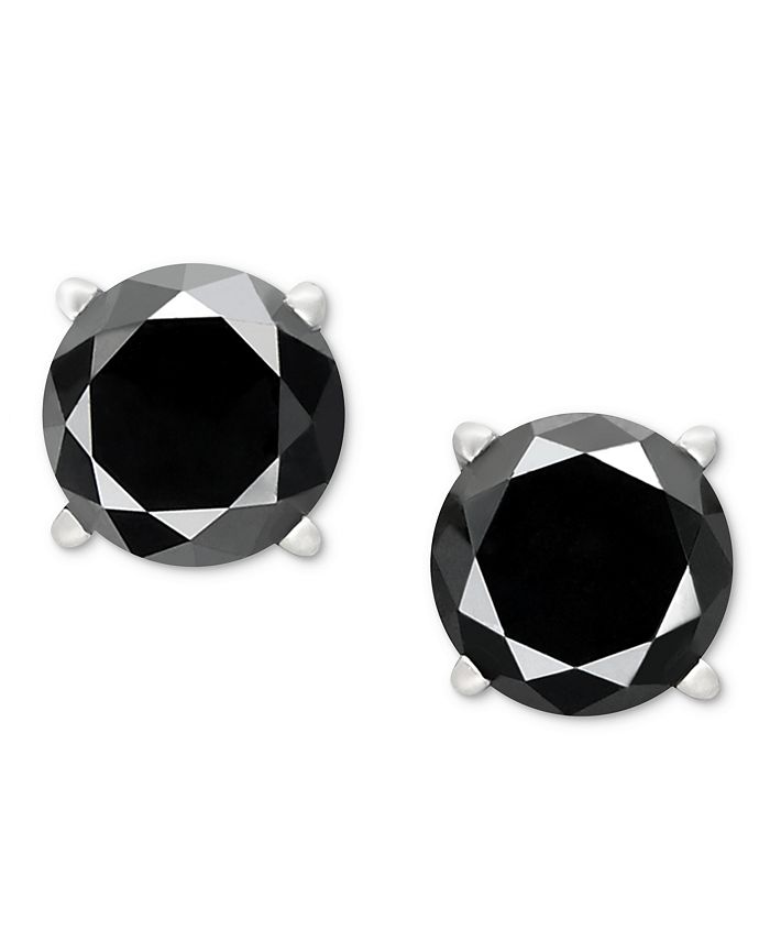 Macy's - Black Diamond Stud Earrings (1 to 2 ct. t.w.) in 14k White Gold
