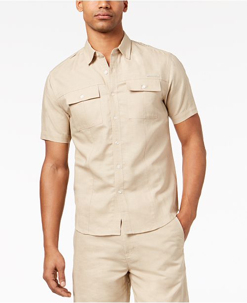 Sean John Men S Dual Pocket Linen Shirt Created For Macy S
