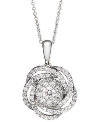 Diamond Knot Pendant Necklace in 14k White Gold (1 ct. t.w.), Created for Macy's