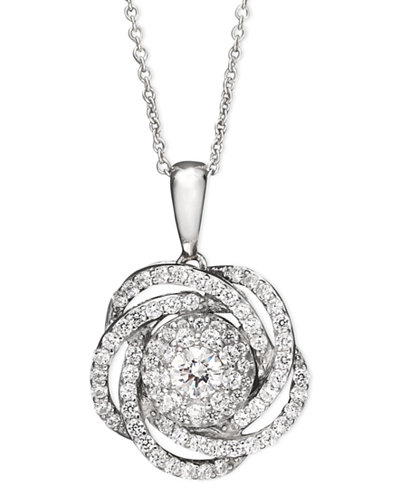 Wrapped in Love™ Diamond Knot Pendant Necklace in 14k White Gold (1 ct. t.w.)