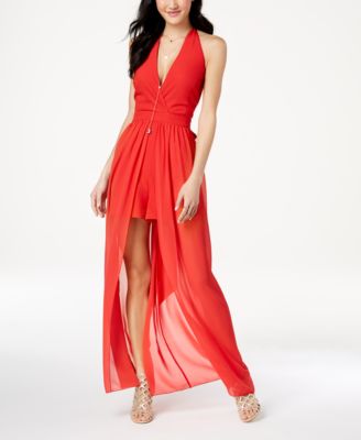 XOXO - Juniors' Halter Romper With Chiffon Skirt