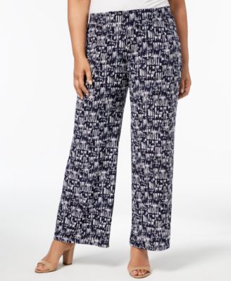 JM Collection - Plus Size Printed Jacquard Soft Pants