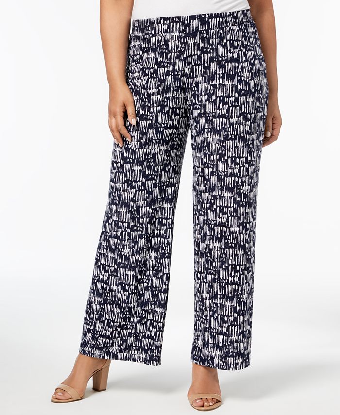 JM Collection Plus Size Printed Jacquard Soft Pants, Created for Macy's ...