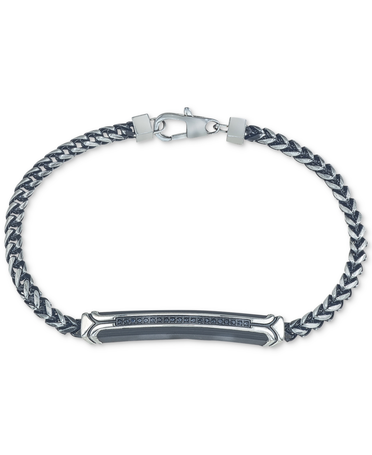 Diamond Link Bracelet (1/10 ct. t.w.) in Black or Blue Ion-Plated Stainless Steel, Created for Macy's - Black