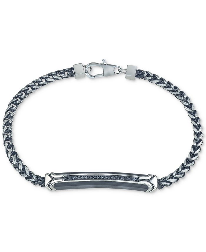 Esquire Men's Jewelry - Diamond Link Bracelet (1/10 ct. t.w.) in Black or Blue Ion-Plated Stainless Steel
