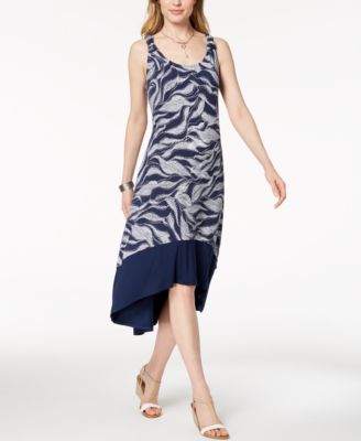 Style & Co - Printed High-Low Midi Dress