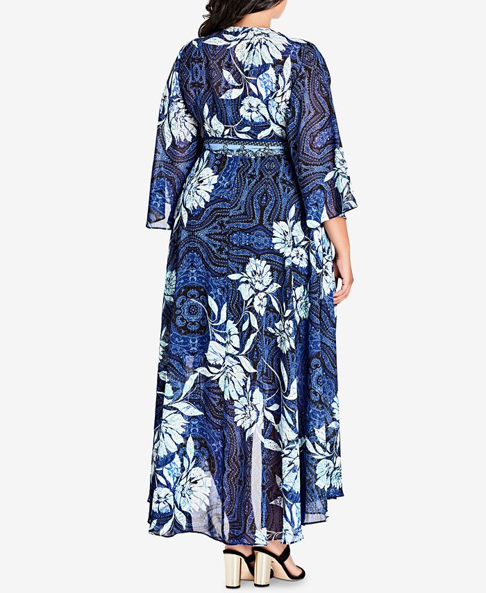 City Chic Trendy Plus Size Kimono Maxi Dress - Macy's