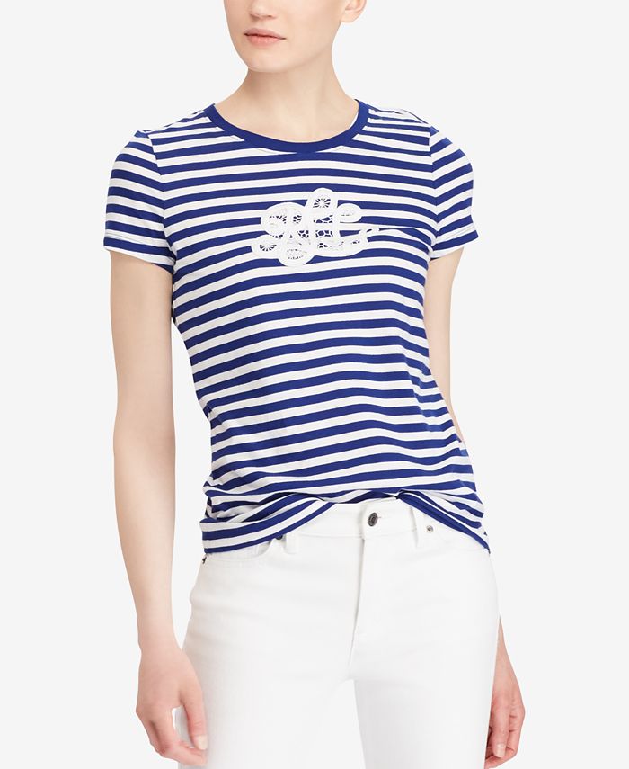 Lauren Ralph Lauren Embroidered Monogram Cotton T-Shirt & Reviews ...
