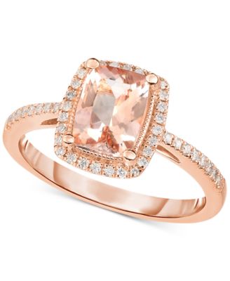Morganite (1-1/3 ct. t.w.) & Diamond (1/5 ct. t.w.) Ring in 14k Rose ...