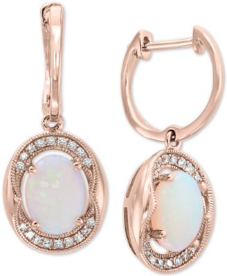 EFFY Collection - Opal (1-1/3 ct. t.w.) & Diamond (1/8 ct. t.w.) Drop Earrings in 14k Rose Gold