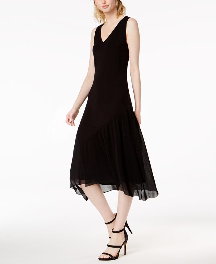 Bar III Sleeveless Pleated-Contrast Midi Dress, Created for Macy's - Macy's