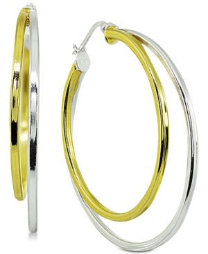 image of Giani Bernini Medium Two-Tone Double Hoop Earrings in Sterling Silver & 18k Gold-Plated Sterling Silver, 1.5