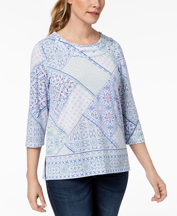 Alfred Dunner Daydreamer Patchwork Print Top - Macy's