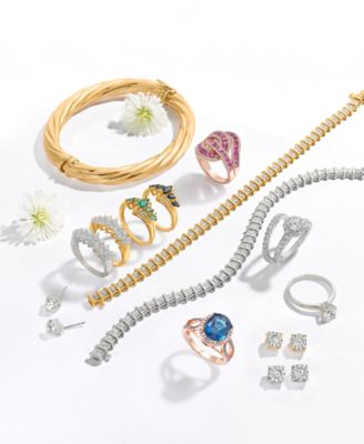 Sapphire (3/4 ct. t.w.) & Diamond (1/10 ct. t.w.) in 14k Gold (Also in Tanzanite, Ruby and Emerald)