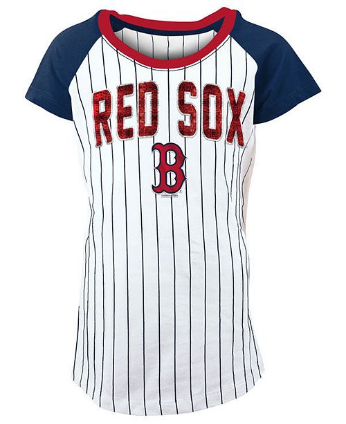 5th Ocean Boston Red Sox Sequin Pinstripe T Shirt Girls 4 16