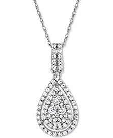 Diamond Pavé Teardrop 18" Pendant Necklace (1 ct. t.w.) in 14k White Gold or 14k Yellow Gold