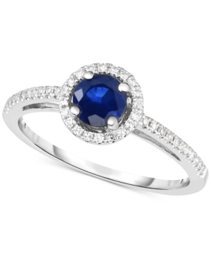 image of Sapphire (5/8 ct. t.w.) & Diamond (1/6 ct. t.w.) in 14k White Gold