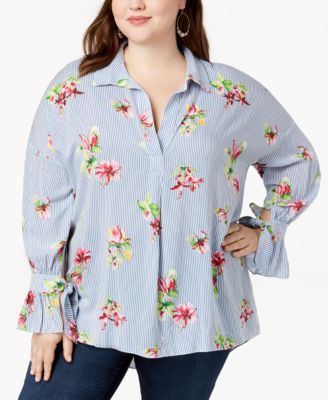 Soprano - Trendy Plus Size Printed High-Low Top