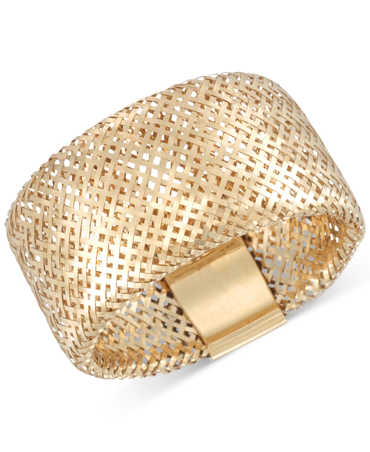 Openwork Mesh Stretch Ring in 14k Gold, Made in Italy - Yellow Gold