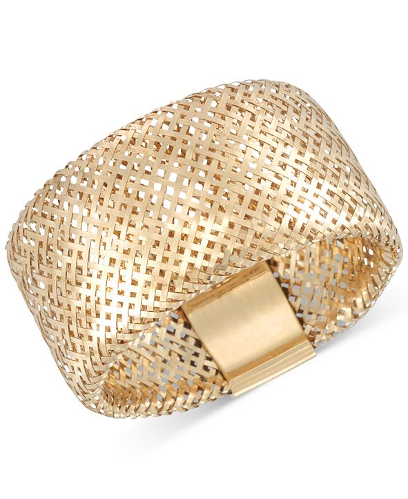 Italian Gold Openwork Mesh Stretch Ring in 14k Gold, Made in Italy ...