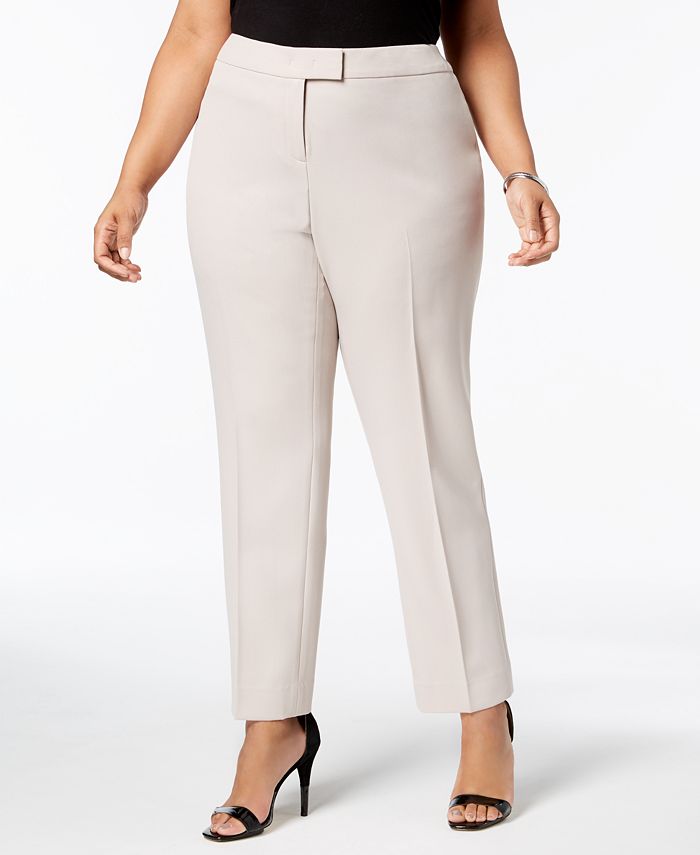 Anne Klein Plus Size Tab-Front Pants - Macy's