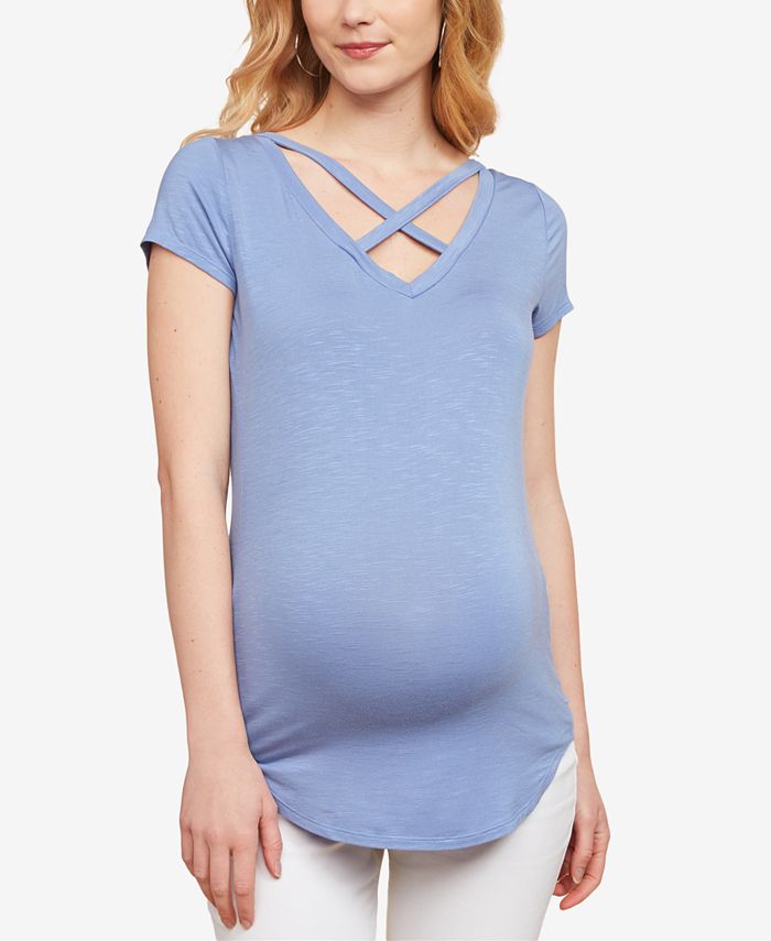 Jessica Simpson Maternity Cross-Front V-Neck T-Shirt - Macy's