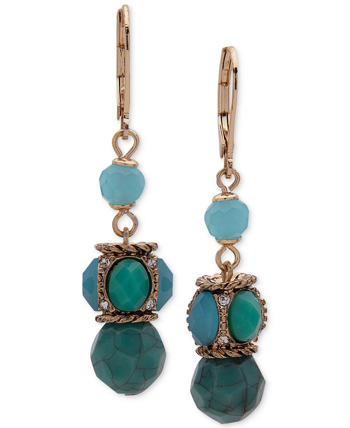 Anne Klein GoldTone Pavé & Stone Drop Earrings Macy's