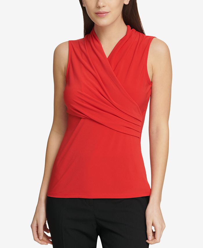 Dkny sleeveless ruched top discount