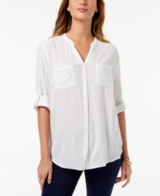 macys womens white dress shirt