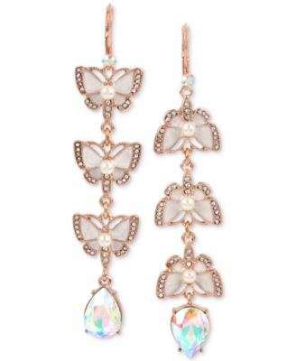 Betsey Johnson Rose Gold-Tone Crystal & Imitation Pearl Butterfly ...