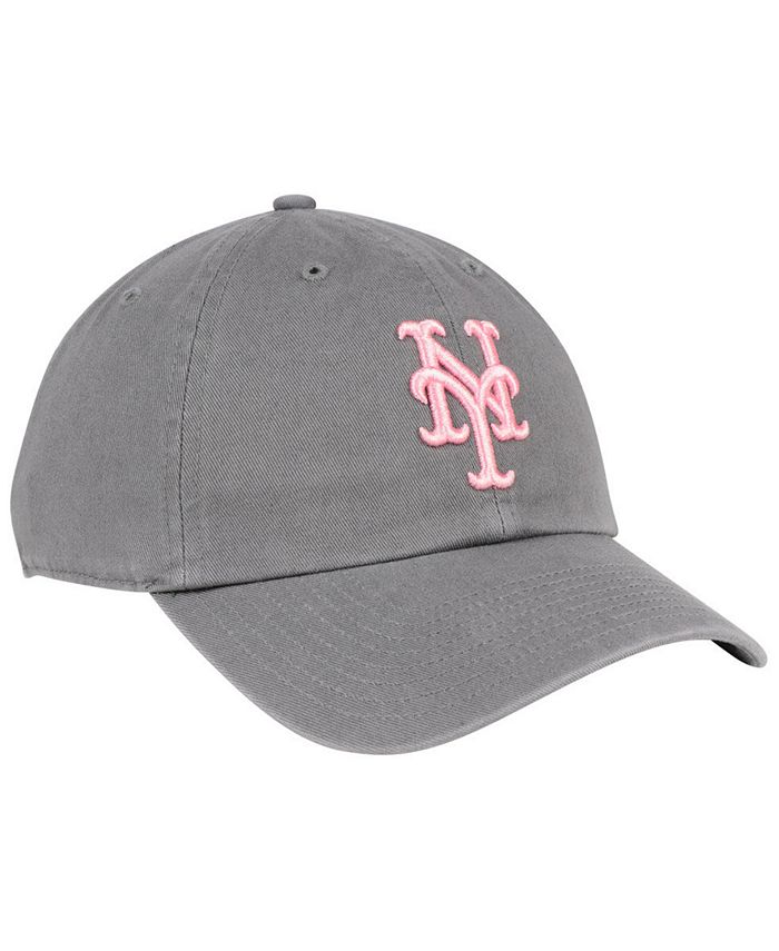 '47 Brand New York Mets Dark Gray Pink CLEAN UP Cap - Macy's