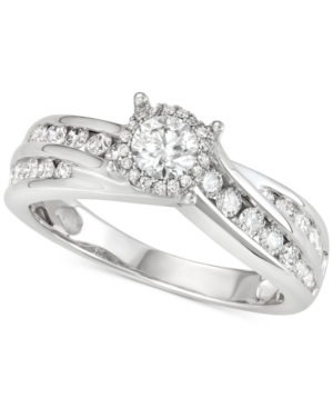 image of Diamond Channel-Set Swirl Engagement Ring (1 ct. t.w.) in 14k White Gold
