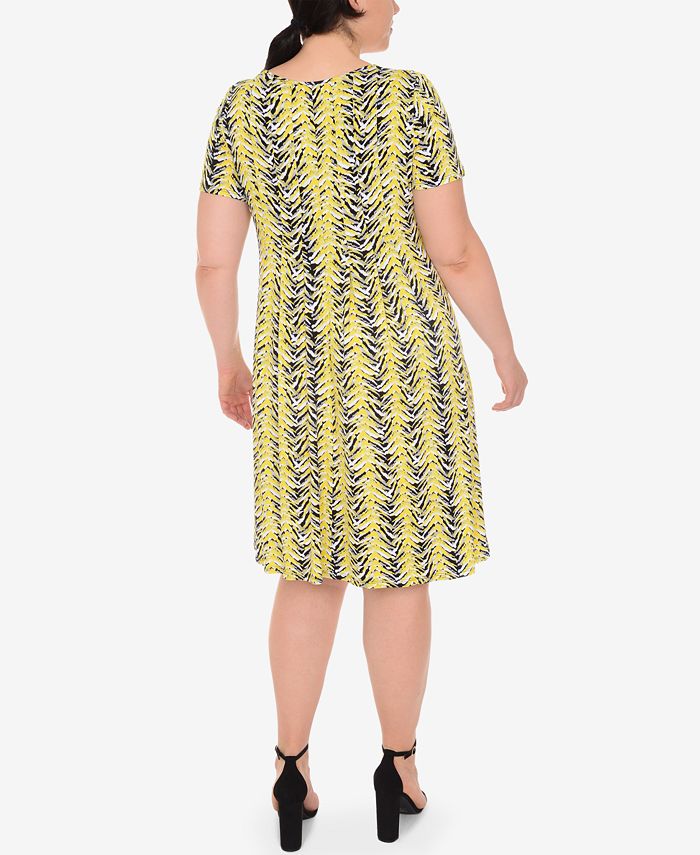 NY Collection Plus Size Printed A-Line Dress - Macy's