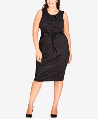 CITY CHIC - Trendy Plus Size Pleated Polka-Dot Dress