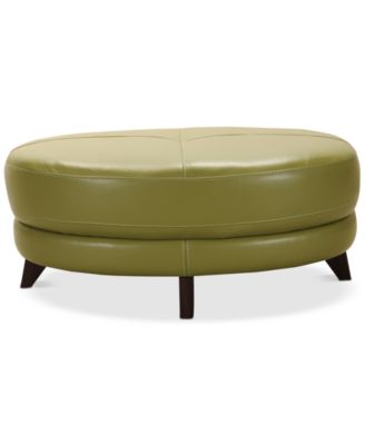 Myia Tufted Leather Oval Ottoman, Created for Macy's