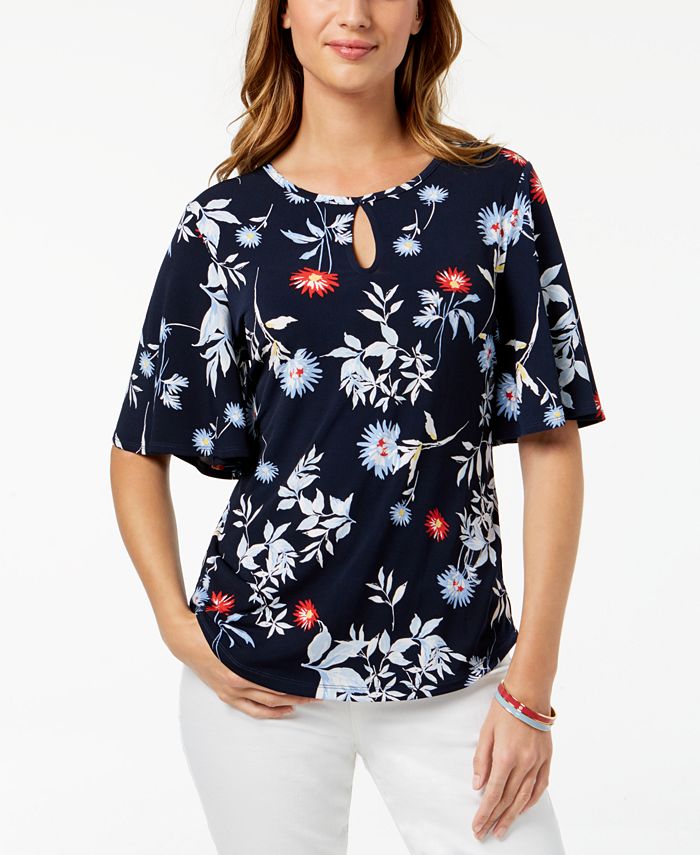 Charter Club Flutter-Sleeve Top, Created for Macy's - Macy's