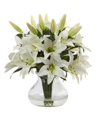 Nearly Natural Lily Silk Arrangement & Reviews - Artificial Plants - Home  Decor - Macy's