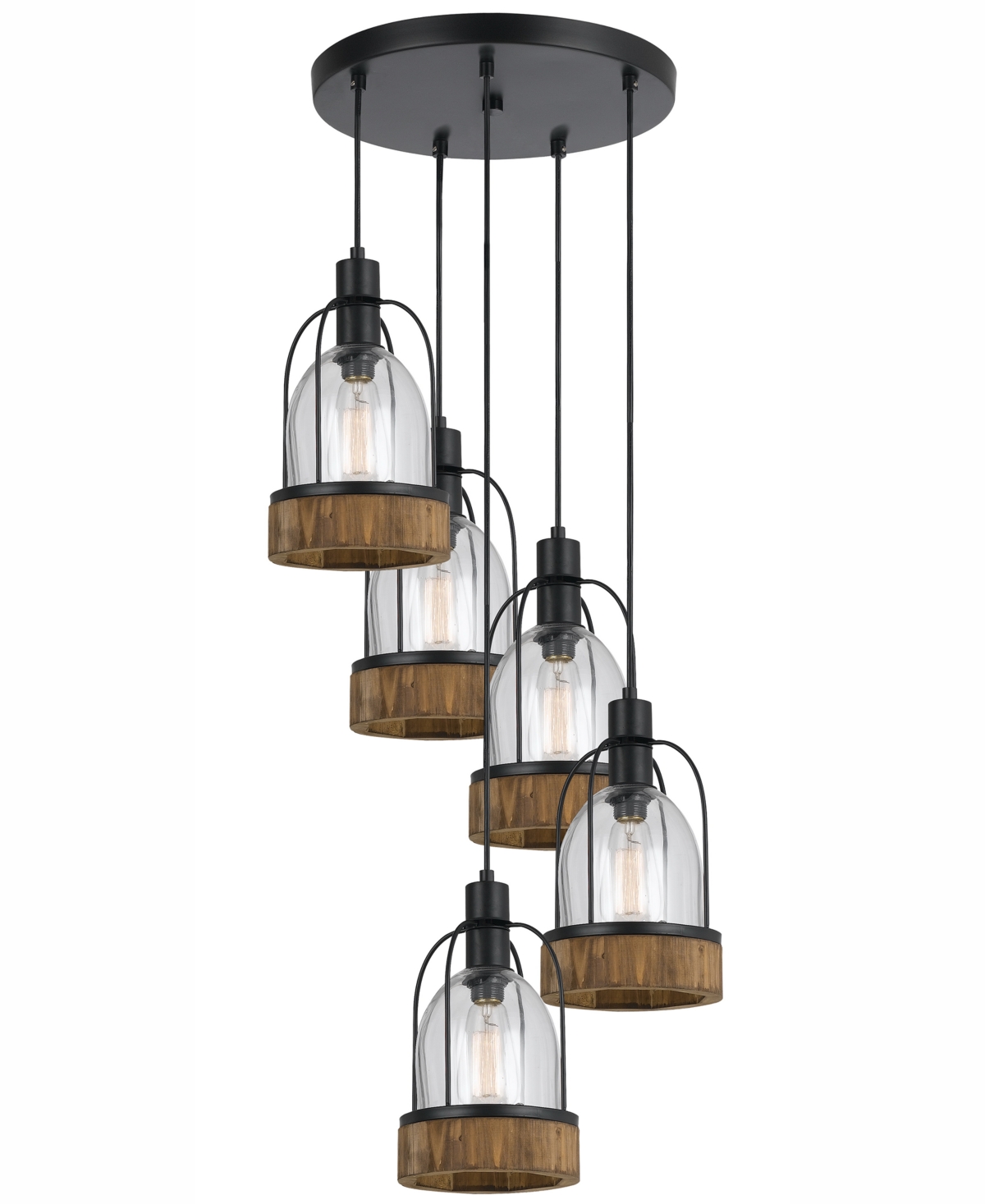 Shop Cal Lighting 5-light Beacon Pendant In Black,wood