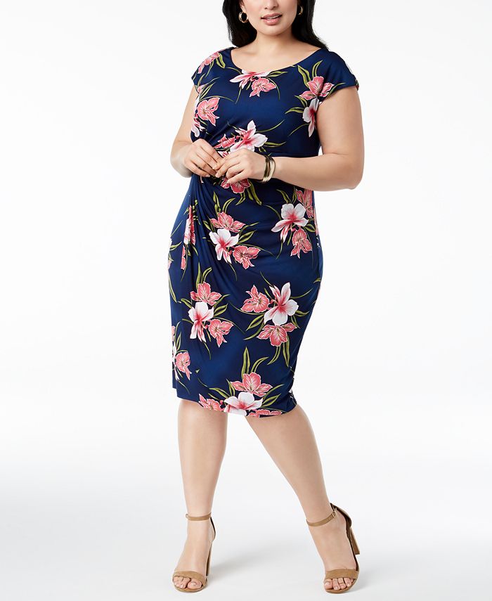 Connected Plus Size Floral-Print Sarong Dress - Macy's