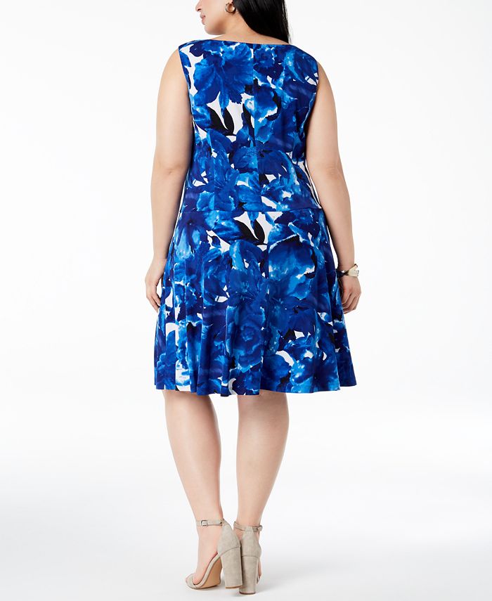 Connected Plus Size Printed Drop-Waist Dress - Macy's