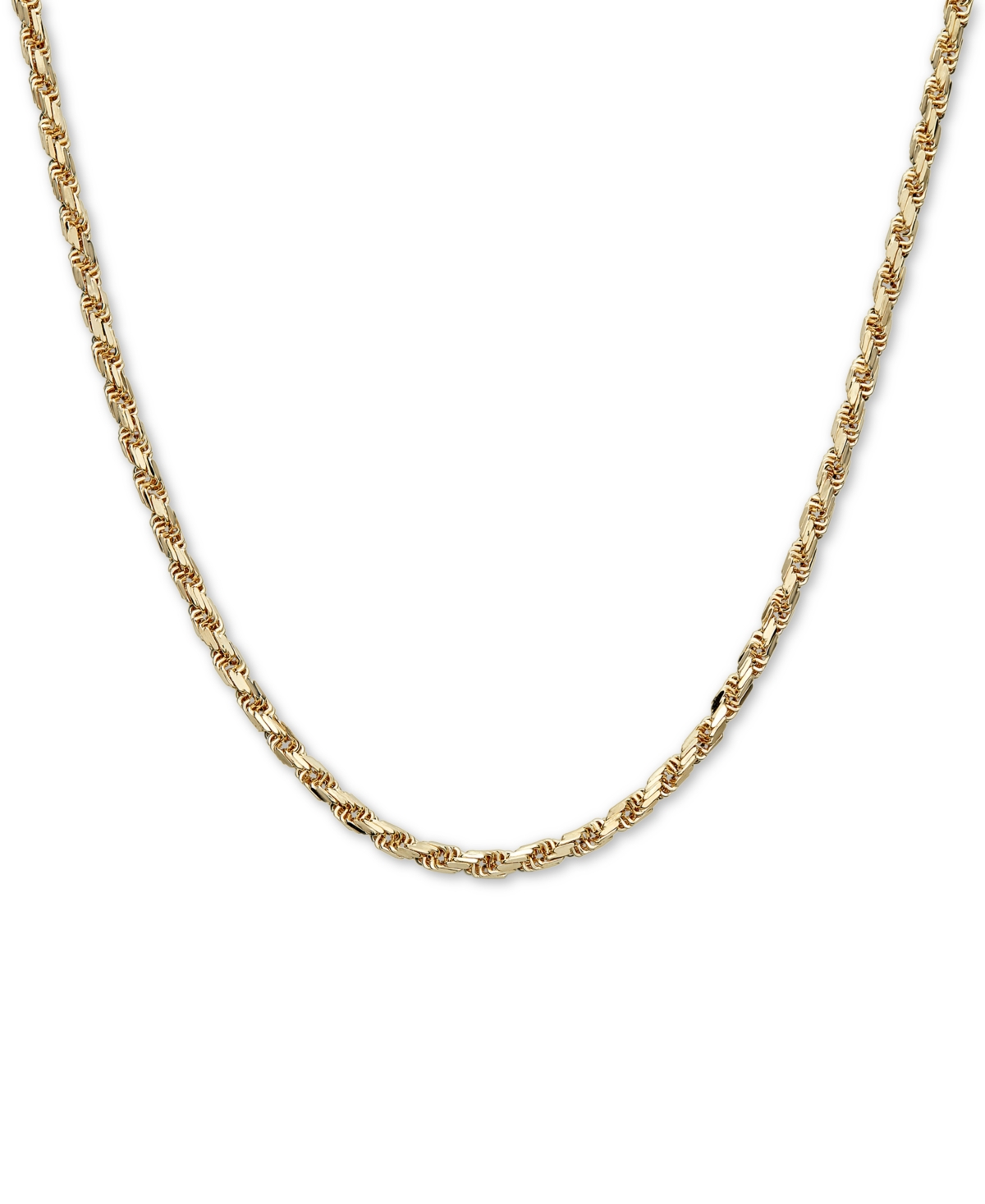 Diamond Cut Rope 22" Chain Necklace (4mm) in 14k Gold, Made in Italy - Yellow Gold