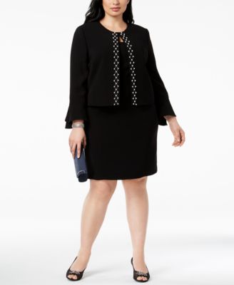 Tahari ASL - Plus Size Embellished Dress Suit