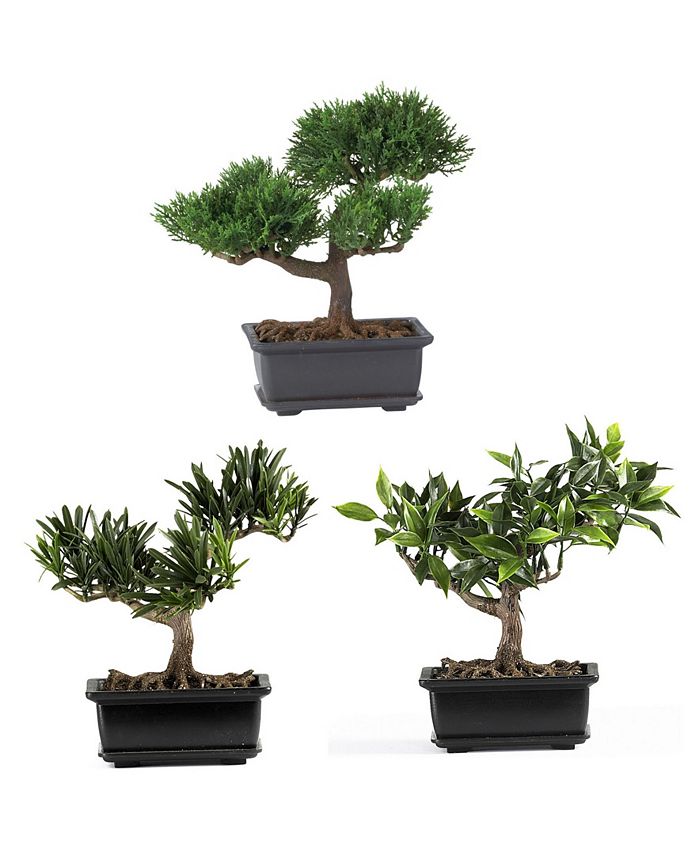 Nearly Natural - 8.5" Artificial Bonsai Collection, Set of 3
