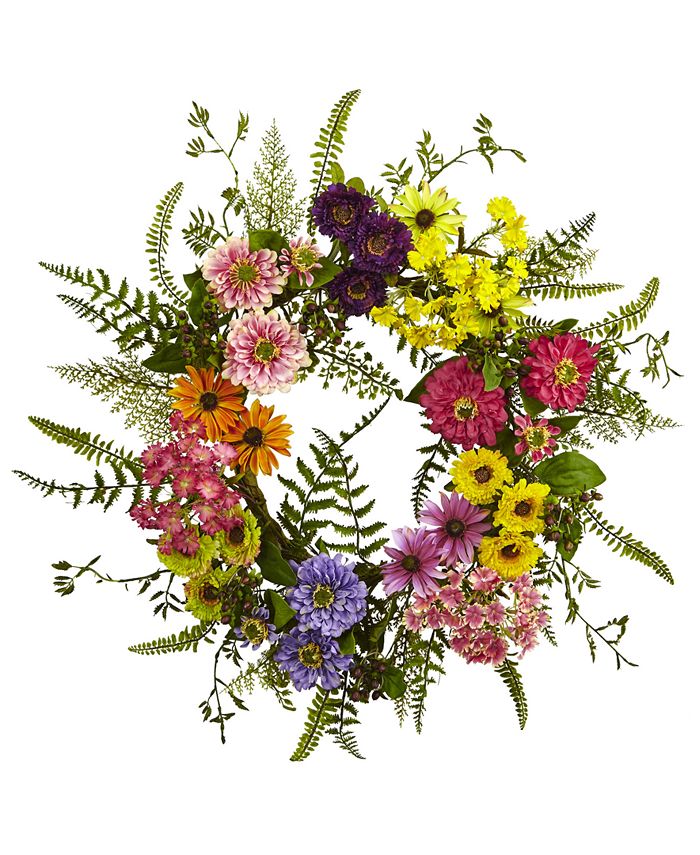 Nearly Natural - Mixed Flower Wreath