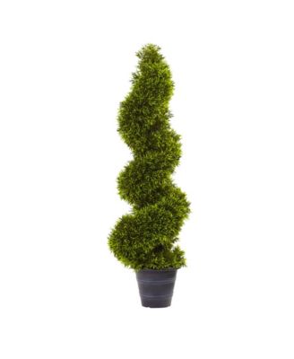 Nearly Natural - 3' Artificial Grass Spiral Topiary with Decorative Planter
