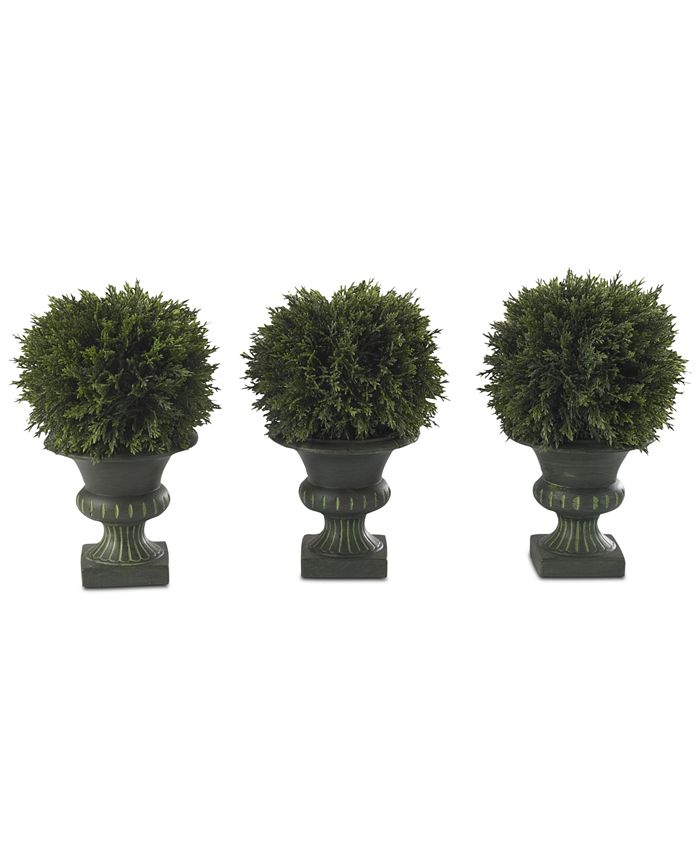 Nearly Natural 9" Artificial Cedar Ball Topiaries, Set of 3 Macy's