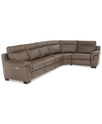 CLOSEOUT! Julius II 5-Pc. Leather Sectional Sofa With 2 Power Recliners, Power Headrests & USB Power Outlet